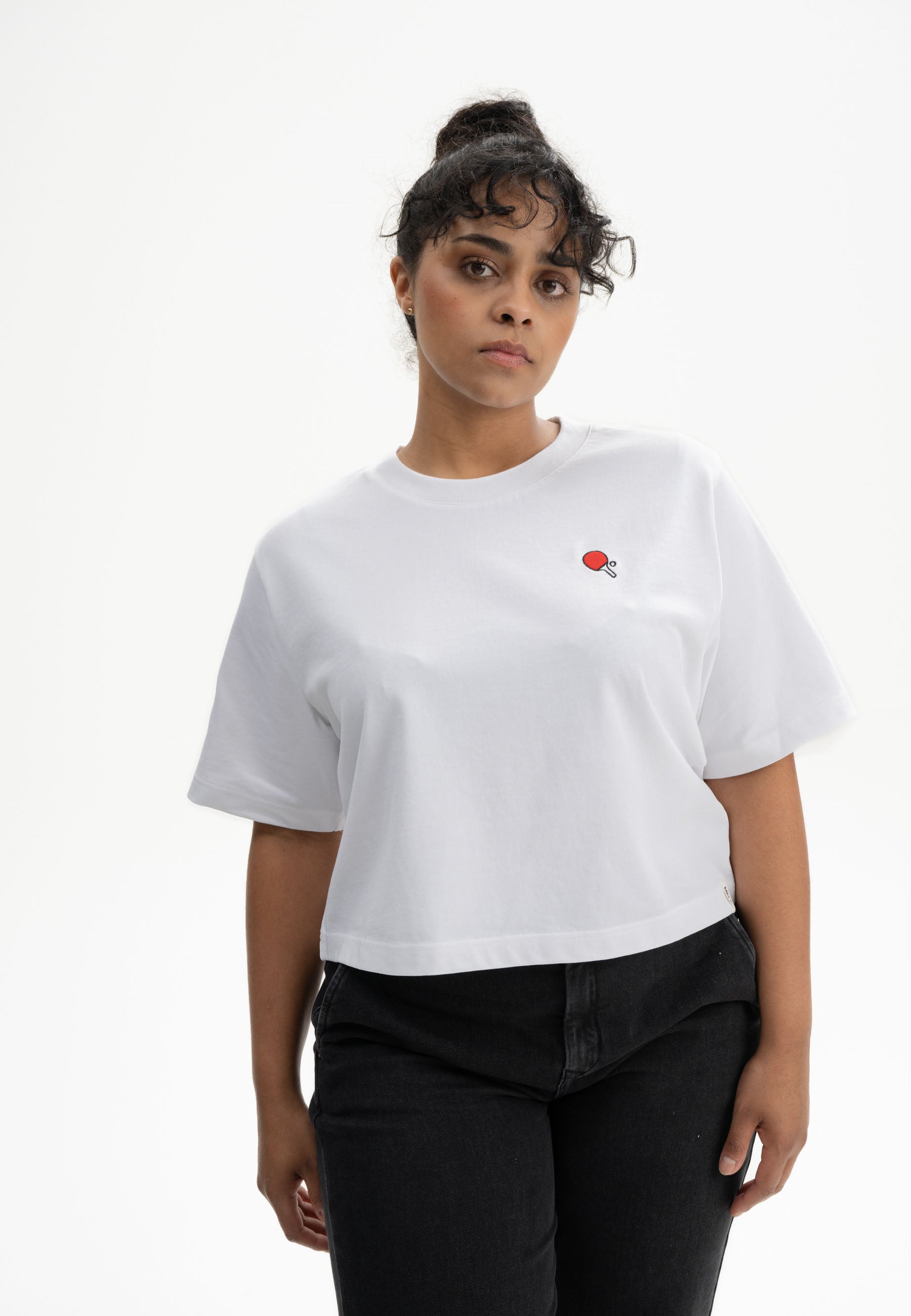 Cropped T-Shirt schwer Style JOSHNA Embroidery