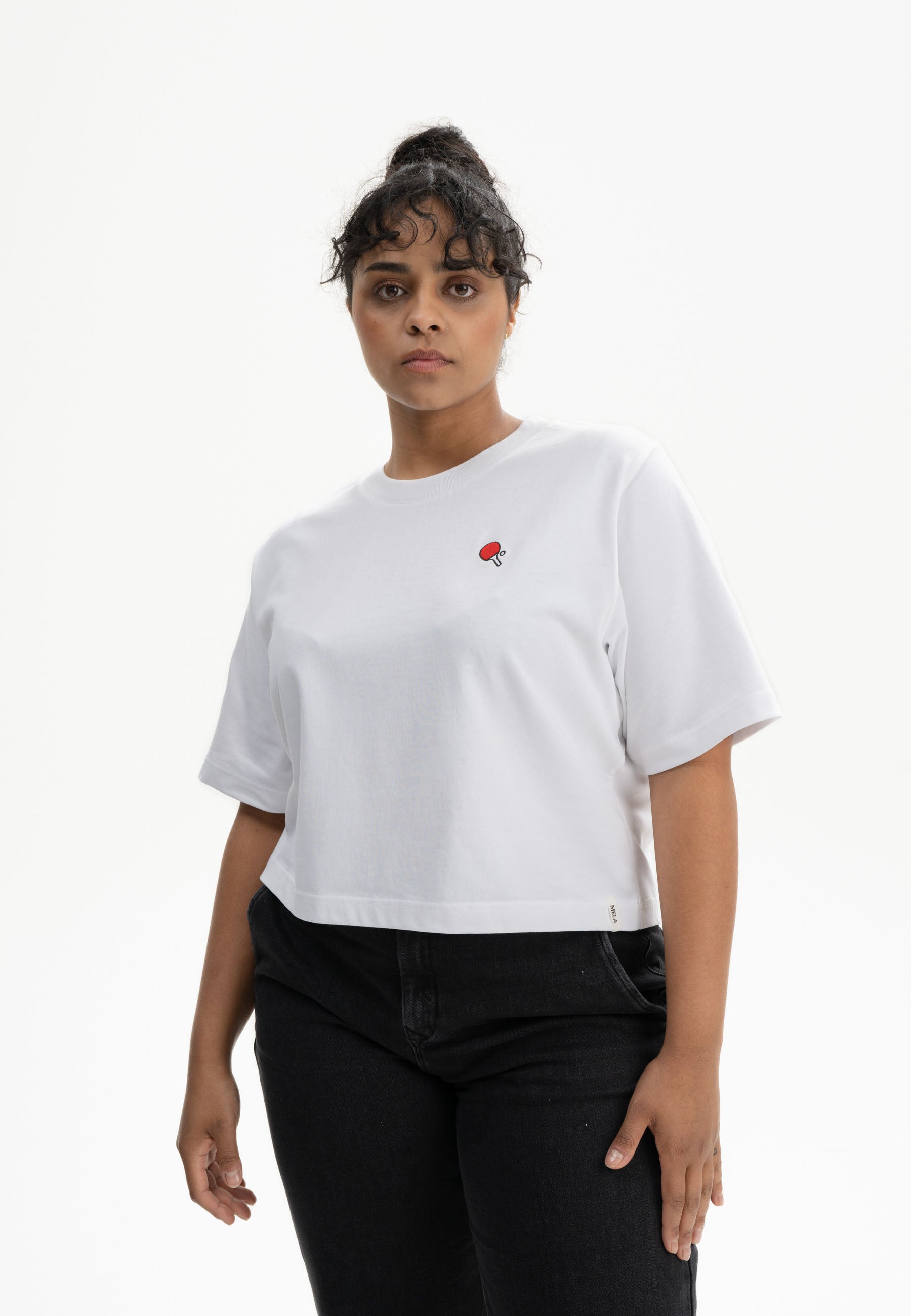 Cropped T-Shirt schwer Style JOSHNA Embroidery