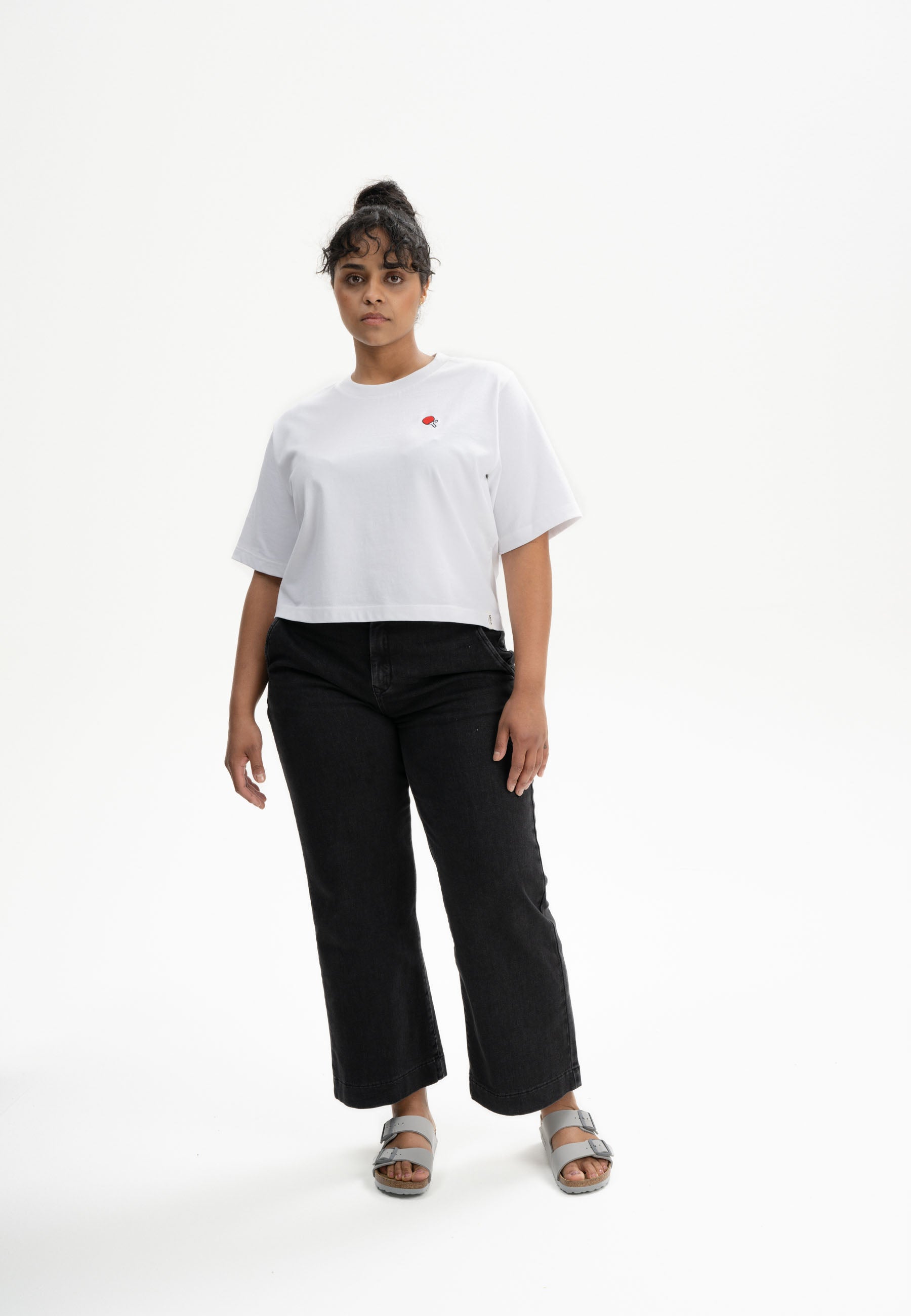 Cropped T-Shirt schwer Style JOSHNA Embroidery